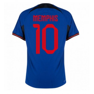 Herren Fußballbekleidung Niederlande Memphis Depay #10 Auswärtstrikot WM 2022 Kurzarm